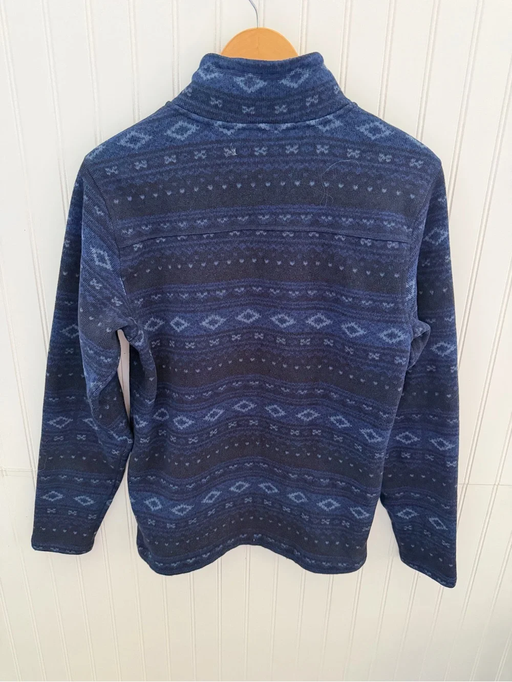 The North Face Men's Navy Patterned Quarter-Zip Fleece Pullover